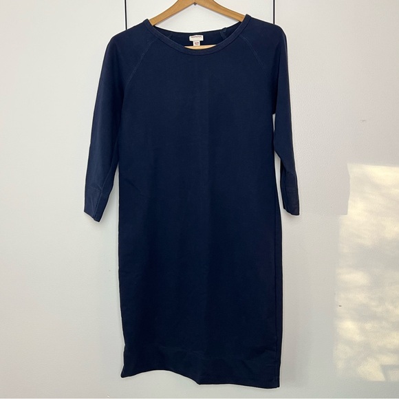 Merona Dresses & Skirts - Woman’s Size M Merona Sweatshirt Dress Cotton Blend Navy Blue Midi Length